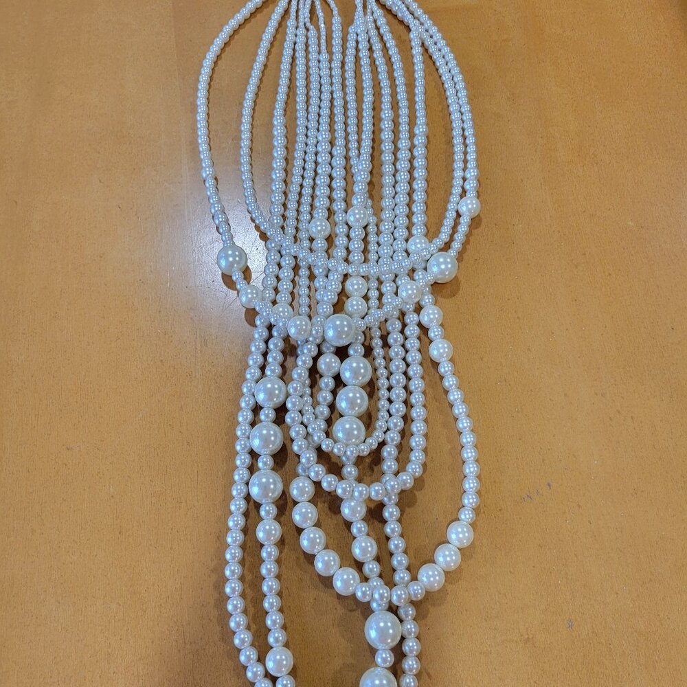 Multi-Strand Faux Pearl Statement Necklace